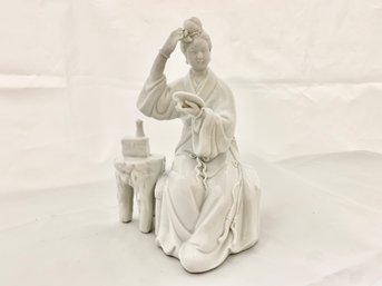 White Vintage Asian Woman Statuette