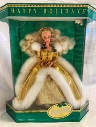Vintage Special Edition Happy Holidays Barbie In Gold