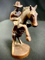Vintage Bronze Cowboy On Horse