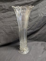 Large Fluted Glass Vase With Diamond Pattern