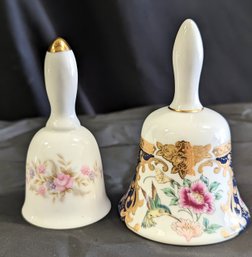 Two Small Porcelain Bells,  Made In Japan