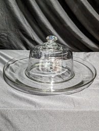Depression Era Clear Glass Covered Serving Dish With Wheel Cut Design
