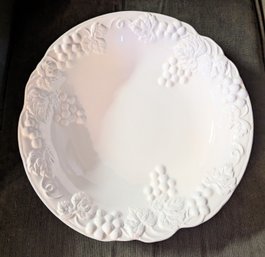 GIANT 14' Serving Bowl - White Porcelain With Grapes Motif
