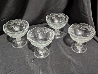 Four Large Vintage Glass Serving Dishes - 4.5 In Tall