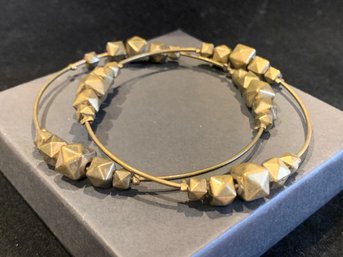 Pair Of Vintage Gold/brass Tone Bangles