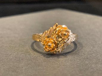 Vintage Gold Tone Floral Design Ring