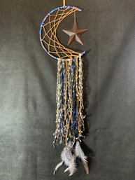 Crescent Heart Dream Catcher With Star And Blue Accents