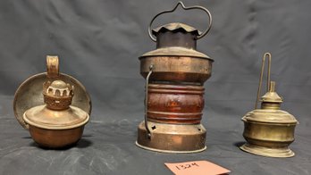 Vintage Brass Oil Lamp Decor