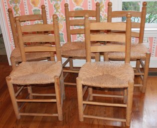 Set Of 6 Country Pine Chairs