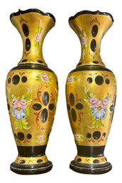 Hand Painted Murano Glass Vase Pair (NB322)