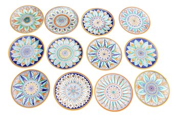 Set Of 12 Hand Painted Italian Dishes