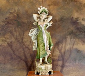 Royal Dux Mandolin Maiden Porcelain Sculpture