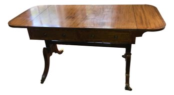 Antique English Maple And Satinwood Drop Leaf Sofa Table