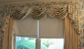 Blue And White Toile Valance And Jabots