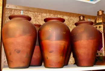 Five Rust Colored Florist Vases