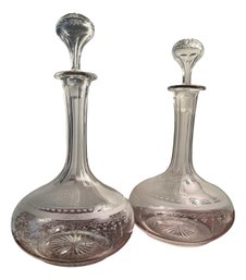 Pair 18th Crystal American Blown Decanters