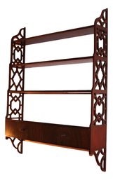 Chippendale Style Fretwork Display Shelf With Two Drawers