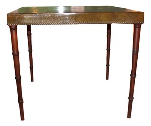 Leather Topped, Nailhead Trimmed Card Table