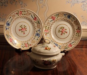 Petite Porcelain Plates And Tureen