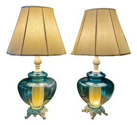 Fabulous MCM Glass Lamp Pair