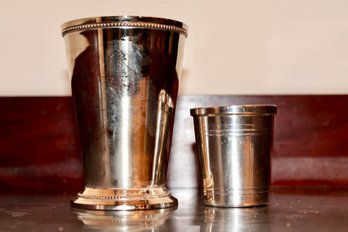 Silver Plate Cocktail Jigger And Shaker