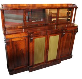 English Four Door Chiffonier With Mirrored Back