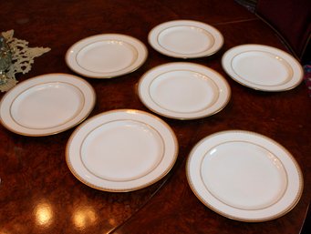 Greek Key Rimmed Limoges Dinner Plates