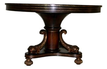 Leather Clad, Dolphin Base Pedestal Table