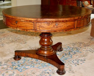 Regency Mahogany Leather Inset Drum Table