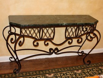 Wrought Iron And Marble Console