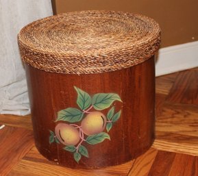 Decorative Wood Basket With Woven Top