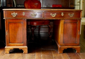 Antique Leather Top English Partner Desk