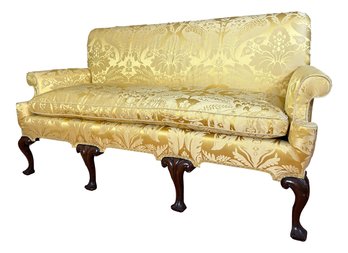 18th Century English Sofa With White House Scalamadre Silk Upholstery (13D)