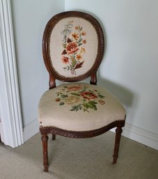French Antique Chair With Needlepoint