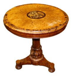 Antique Inlaid Olivewood Pedestal Table