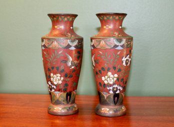 Pair Cloisonne Vases