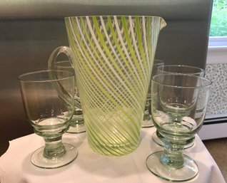 Swirl Glass Pitcher And Glassware