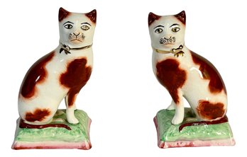 Pair Of Porcelain Cats (14z)