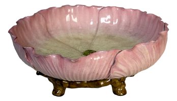 Antique Majolica Lotus Bowl (15z)