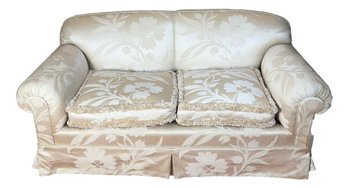 Ivory Love Seat Covered In Scalamandre Silk With Additional Slipcover! (13G)