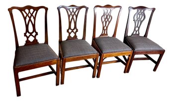 Set Of 4 19th Century Chippendale Style Side Chairs (13a)