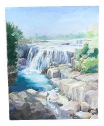 New York State Waterfall Oil On Canvas (13T)