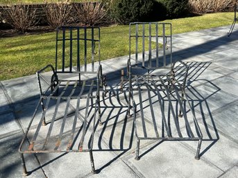 Pair Of Vintage Wrought Iron Chaise Lounge (17p)