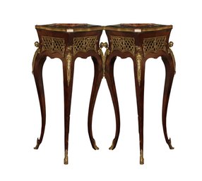 Antique French Dore Petite Table Pair
