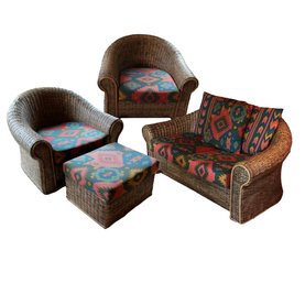 Complete Set!  Wicker Conversation Set Sofa, Chairs And Tables