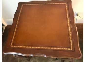 French Leather Top Side Table