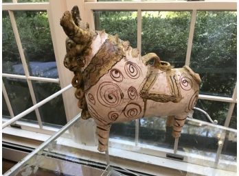 Pucara Cream Colored Ceramic Bull