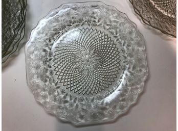 Set Of 8 Large Depression Glass Chargers