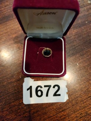 Beautiful Vintage Tie Tack Appears To Be Onyx Center Stone