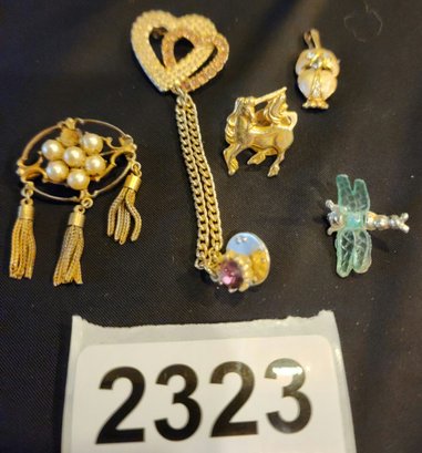 Lot Of Gold Tone And Stone Pins